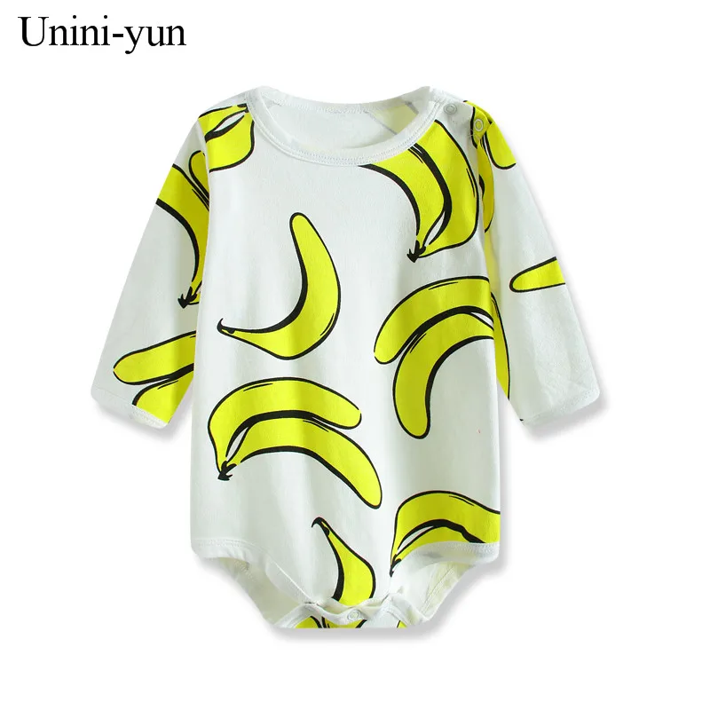 

[Unini-yun]2017 Fashion Baby Boy Clothes Banana Newborn Baby Rompers Jumpsuit Spring 100% Cotton Long Sleeve Infant Costumes