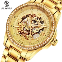 senors fashion automatic mechanical watches waterproof diamond mens business hollow clock men wrist watches gold watch men