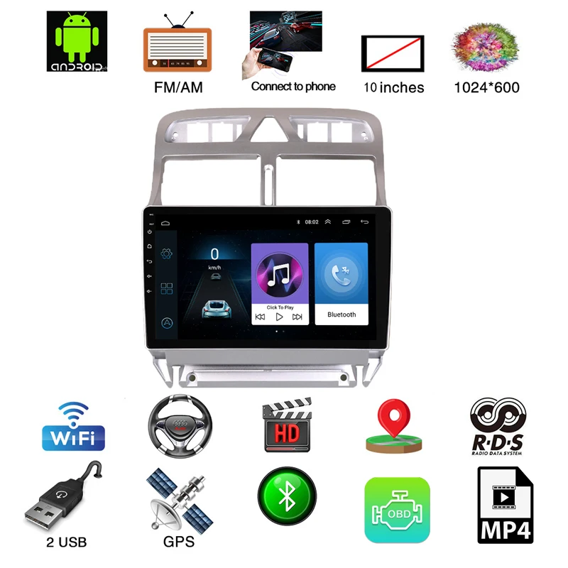 Android 8 1 автомобильный dvd навигационный плеер для peugeot 307 с автомобильным радио и gps