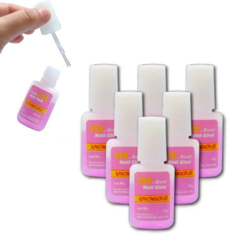 

6pcs Strong Adhesive Nail Glue Portable Acrylic Tips Rhinestones Decoration Gel Nail Extension Glues W/ Brush Nail Art Tool