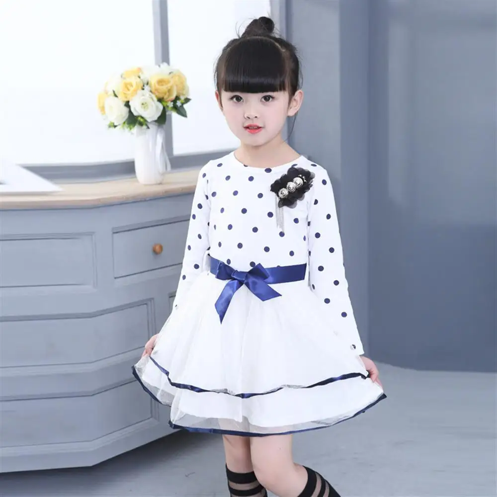 Сетчатые Детские платье принцессы 2018 Новинка весны осенние платья для маленьких