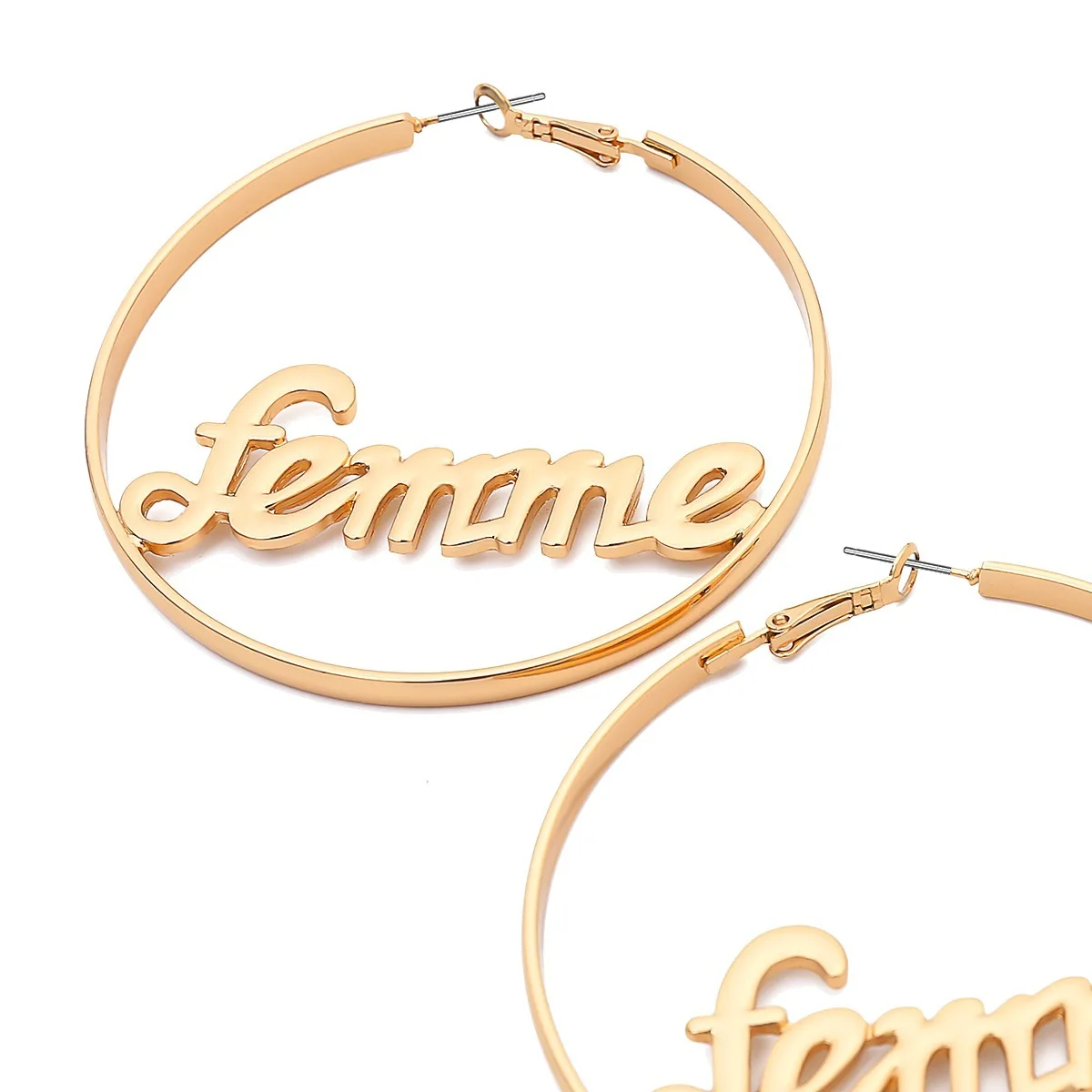 2019 fashion trendy letter big round hoop earrings woman's Bijoux Jewelry Accessories | Украшения и аксессуары