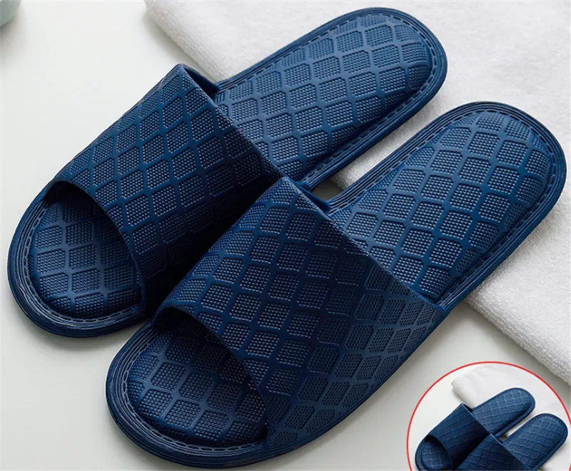 navy blue Мужские тапочки; Мужская обувь EVA; женские Вьетнамки; мягкие повседневные летние тапочки в черно-желтую полоску; мужские домашние тапочки - Цвет: navy blue
