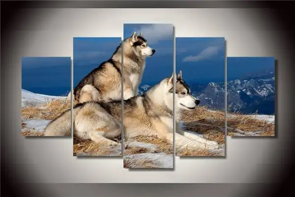 Hd с принтом Снежная живопись изображением собак искусства стены художественный