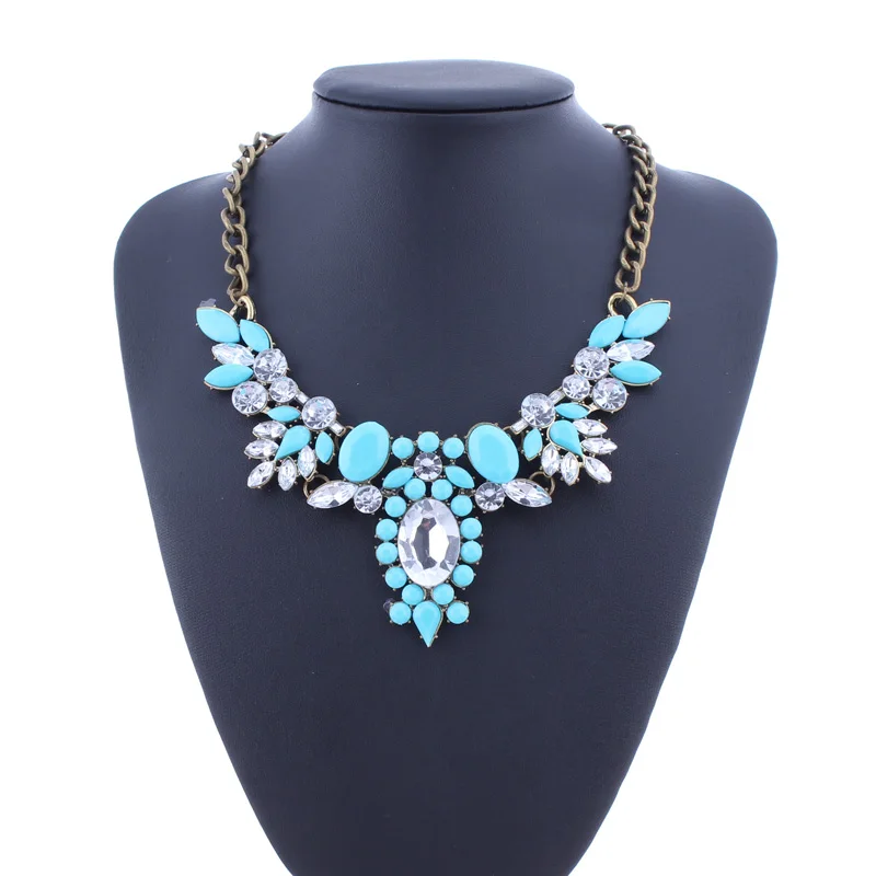 Tenande новые модные богемные большие массивные Стразы листья цветы ожерелья и