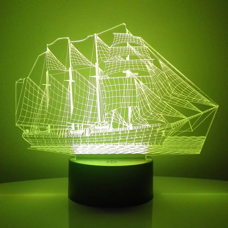 

Новый светодиодный ночник с 3D лампой для парусника, настольная разноцветная мультяшная игрушка, праздничный креативный подарок для детей, ...