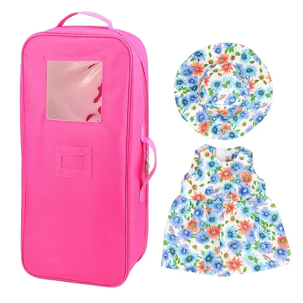 Bag Dress Hat Новое поступление 3 предмета/партия = 1 чемодан+ 1 кукла платье шляпа аксессуары Куклы нашего поколения одежда для 18 дюймов куклы DIY подарок - Цвет: Bag Dress Hat