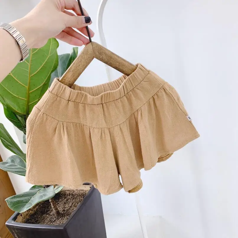 Модные летние хлопковые шорты для малышей однотонные девочек детские штаны юбки