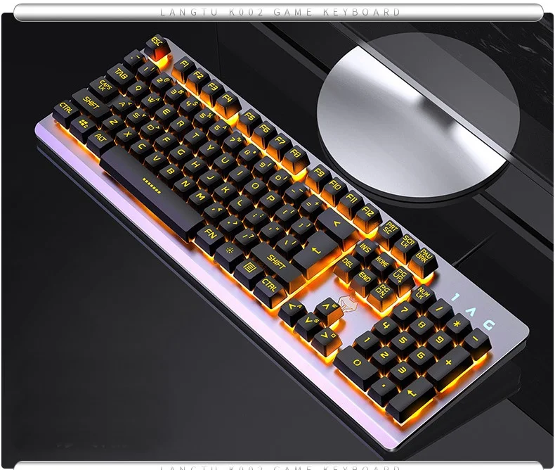 hxsj Langtu V1 USB Проводная Регулируемая Мультимедийная Игровая клавиатура с подсветкой матовая металлическая панель подвесной брелок