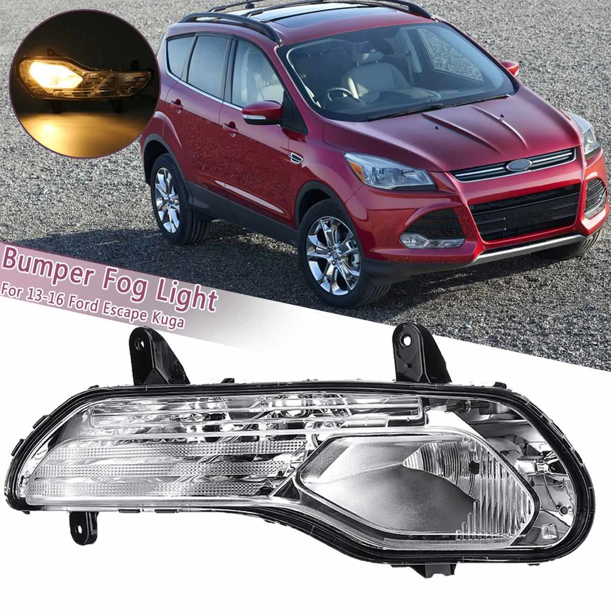 Right 1 шт. левый/правый ПТФ в передний бампер дальнего света для Ford Escape Kuga 2013 противотуманная фара авто Замена FogLamp - Испускаемый цвет: Right