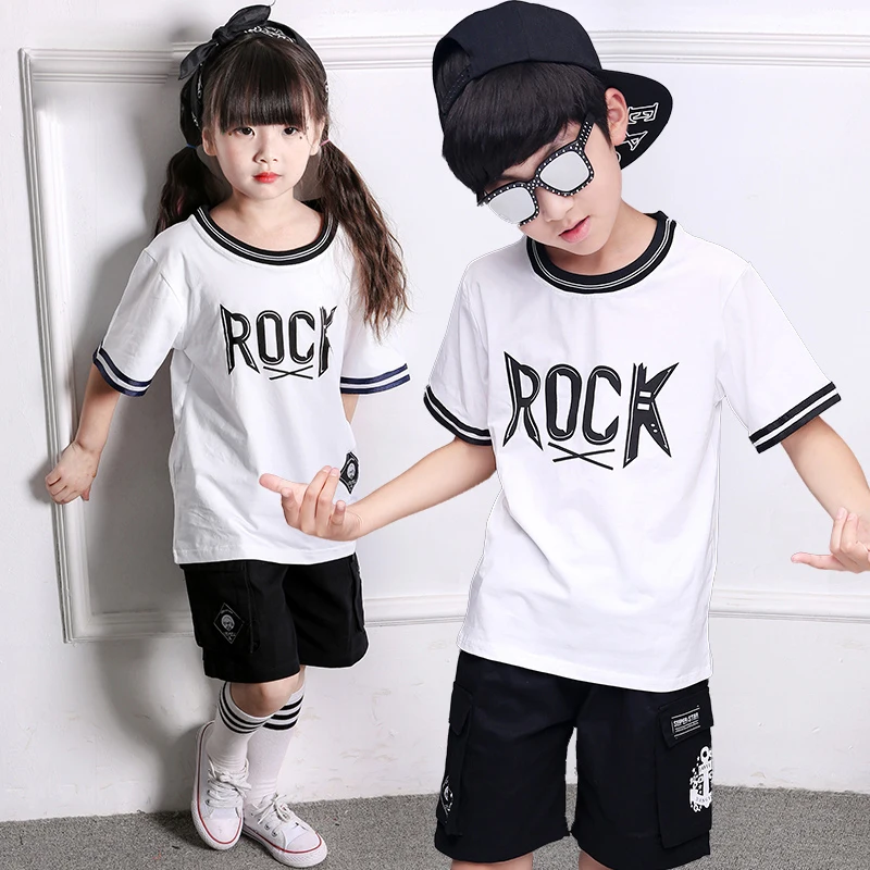 Children Boy'S Girl'S Street Dance Costume Hip Hop Jazz Set T-Shirt Shorts Kids Performance Clothes DQ8087 | Тематическая