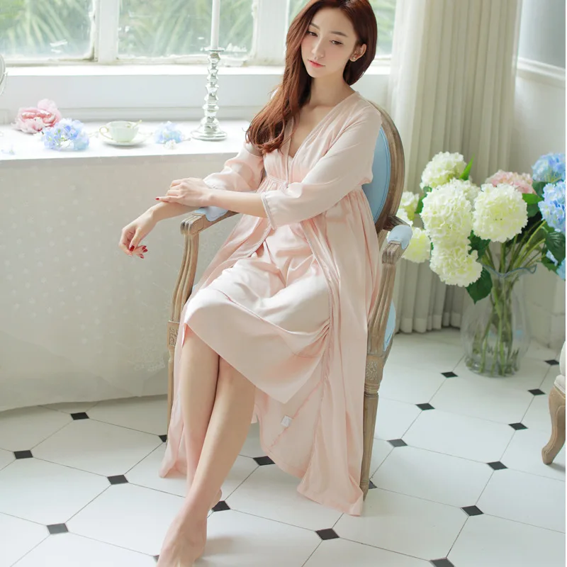 Высокое качество Для женщин халат Кружева платье длинное пижамы набор