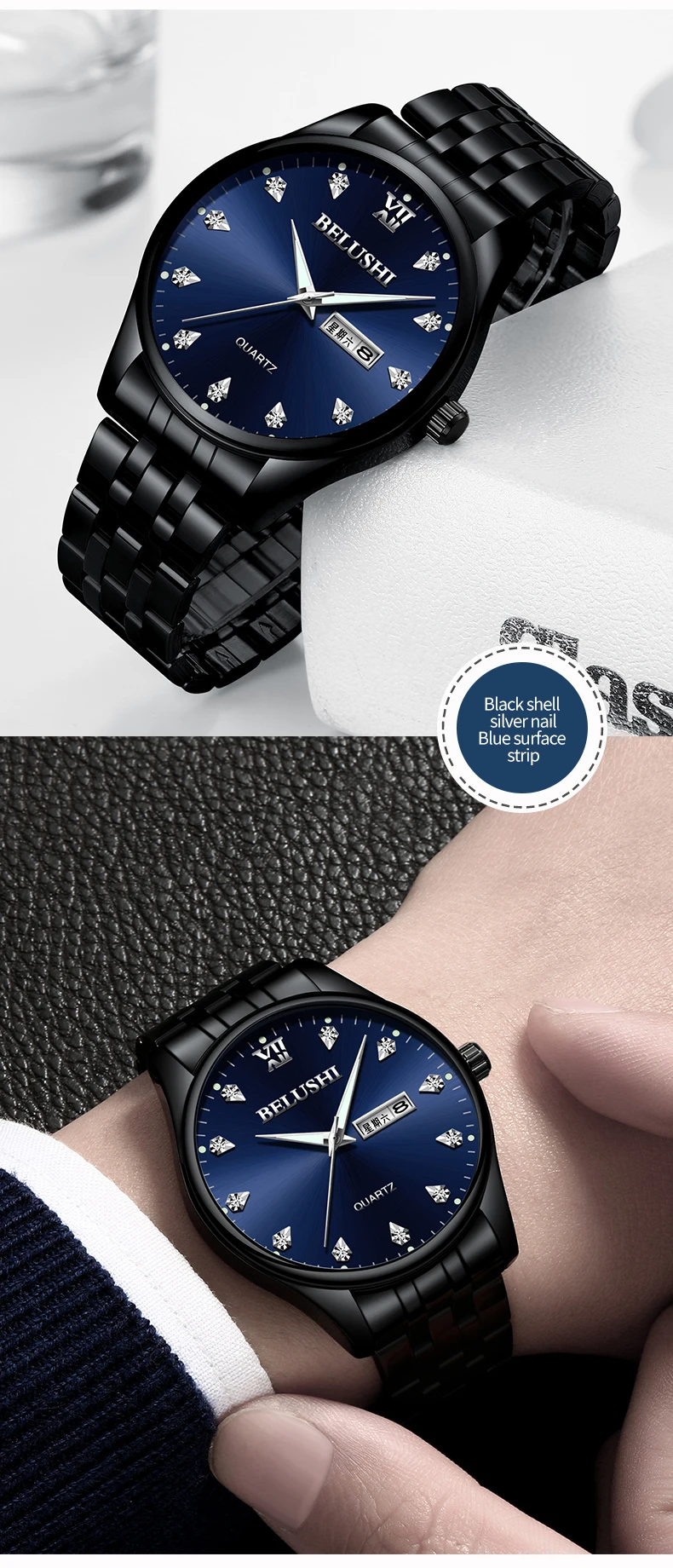 Mens Watches Top Brand Luxury Casual Watch New Fashion Waterproof Business Quartz Watches For Mens Wristwatch Clock Full Steel