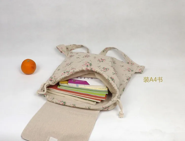 YILE вручную из хлопка и льна с затягивающими шнурками рюкзак для школьников розы