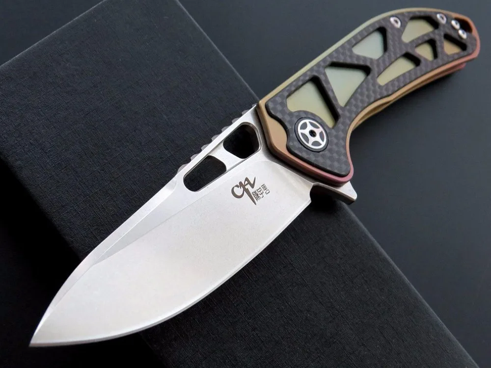 CH3509 D2 складной нож TC4 ручка из углеродного волокна шарикоподшипник для кемпинга