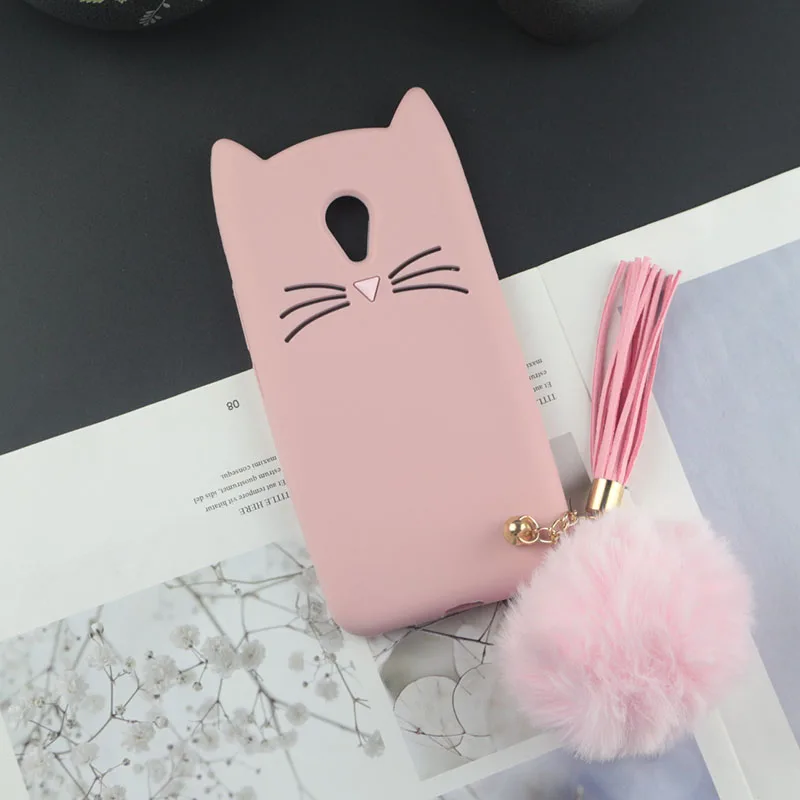 3D милый японский чехол с милым котом для Meizu M6s M6 M5s M5 M5c A5 MX5 MX6 Note M3 M3s мини-чехол с подвеской из меха кролика - Цвет: Huxu Pink With Ball