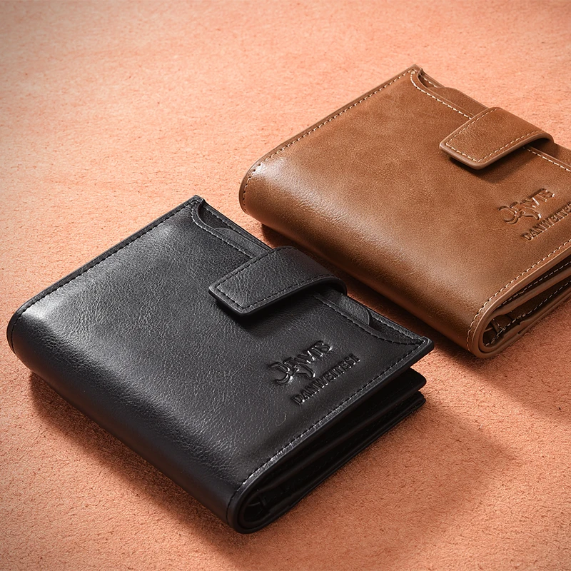 Винтажный Мужской кошелек из искусственной кожи компактный кожаный бумажник