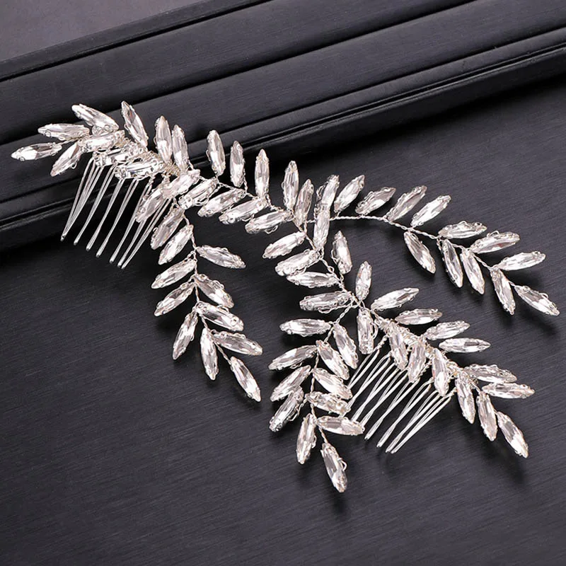 Женская свадебная тиара с кристаллами FORSEVEN черно белая искусственными волосами