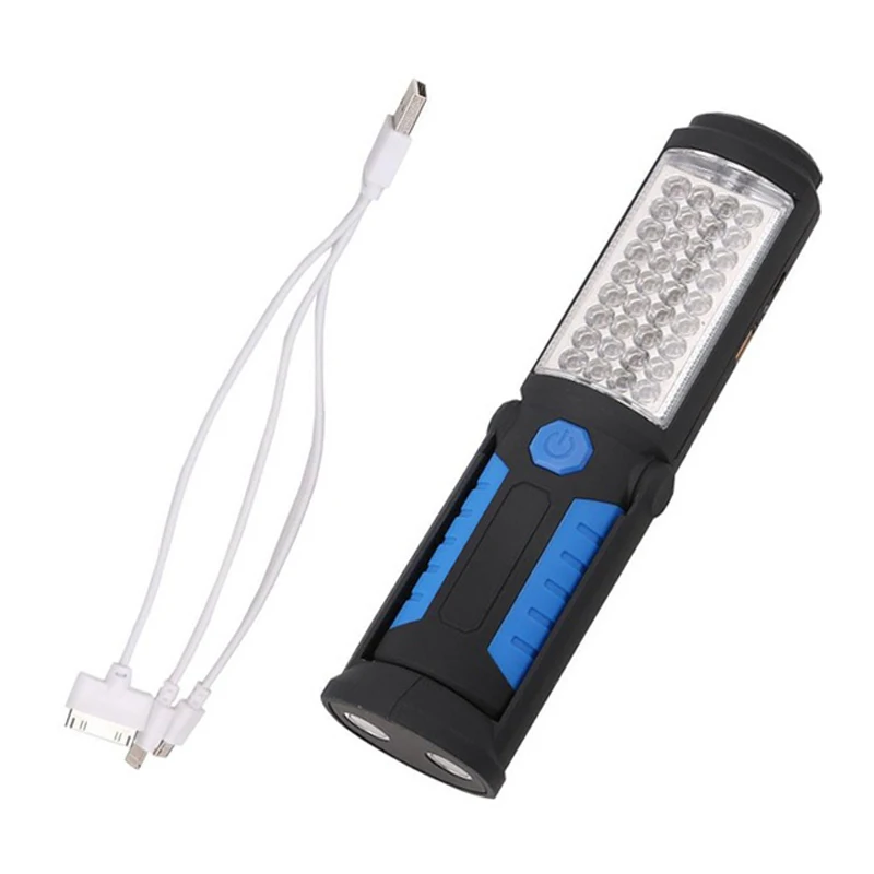 blue Фонарик с зарядкой от usb, Встроенный перезаряжаемый аккумулятор, светодиодный фонарик, фонарик с крюком, Магнитная Адсорбция 18650, фонарь - Испускаемый цвет: blue
