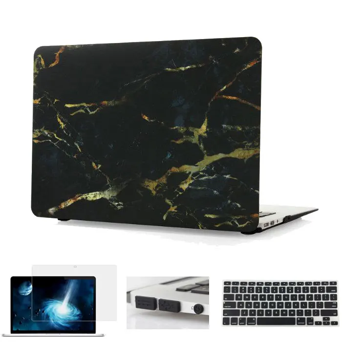 Мрамор текстура чехол для Macbook Pro 13 15,4 для Apple Macbook Air 13 Pro retina 11 12 ноутбук ков с Touch Bar a1989 a1990 - Цвет: Model 2 black yellow