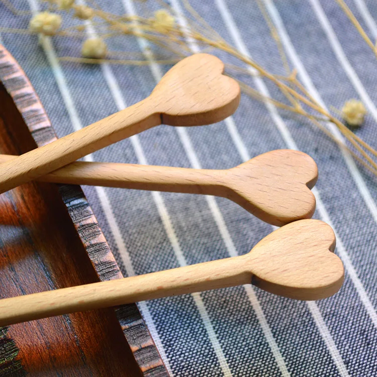 2 шт. японский стиль тепло Бук деревянная ложка для меда креативная Резьба Кофе