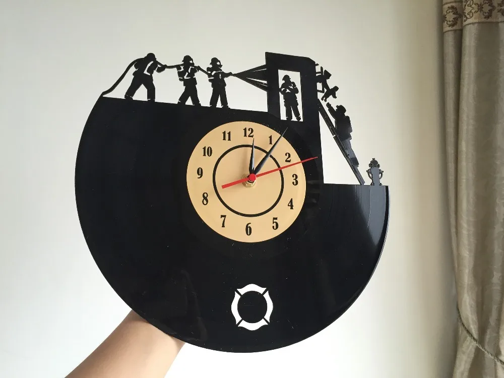 часы с кукушкой Очень классные Новинка виниловые настенные пожарных тема