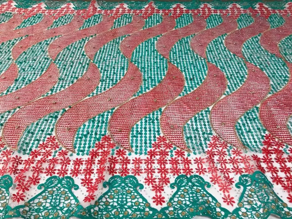 With stone African High Quality gold Line Net Swiss Lace French Voile Guipure tulle mesh Fabric For dress 5yd/lot YL82001 | Дом и сад