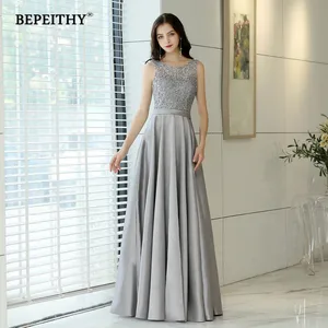 Женское длинное вечернее платье, кружевное светоотражающее платье с бусинами и круглым вырезом, 2021