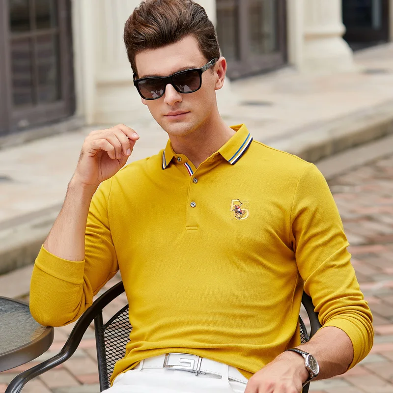 Хлопковые поло Мужские серые Вышивка синие 3XL-M Узкие топы Мужская рубашка с