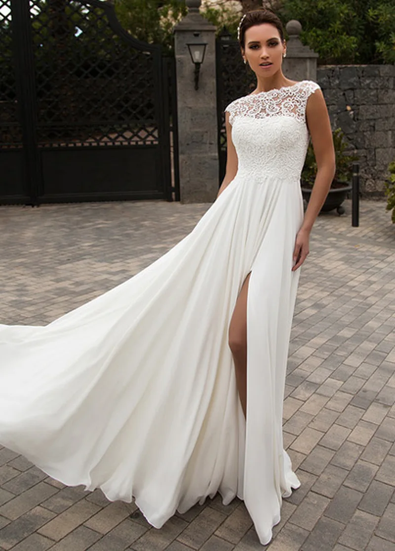 2019 пляжное свадебное платье шифоновое кружевное с открытой спиной Vestido De Novia