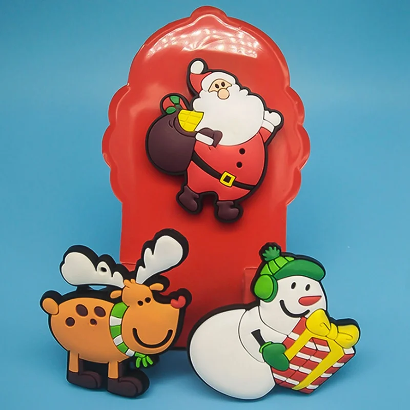 Cute Christmas Refrigerator PVC Magnetic Creative Cartoon Snowman Reindeer Fridge Magnets Santa Claus Tree