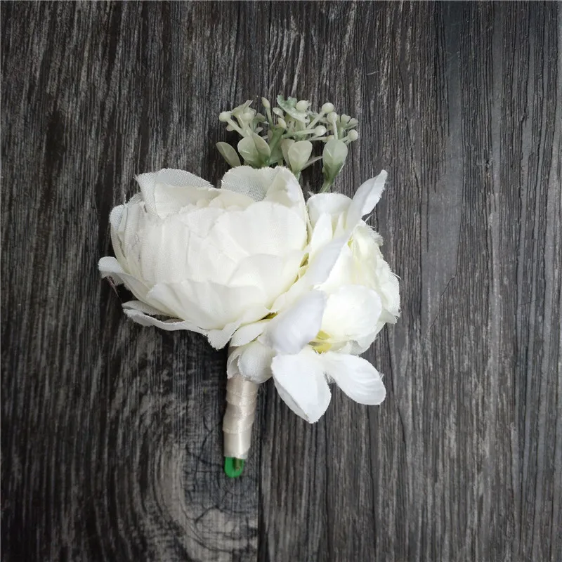 Искусственный цветок розы Жених Бутоньерка человек корсаж Buttonholes отец брат