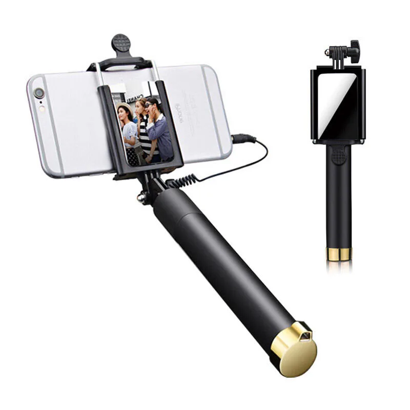 Eustak проводной ручной монопод для селфи с зеркалом мини Автоспуск iPhone 6 6S Plus Samsung
