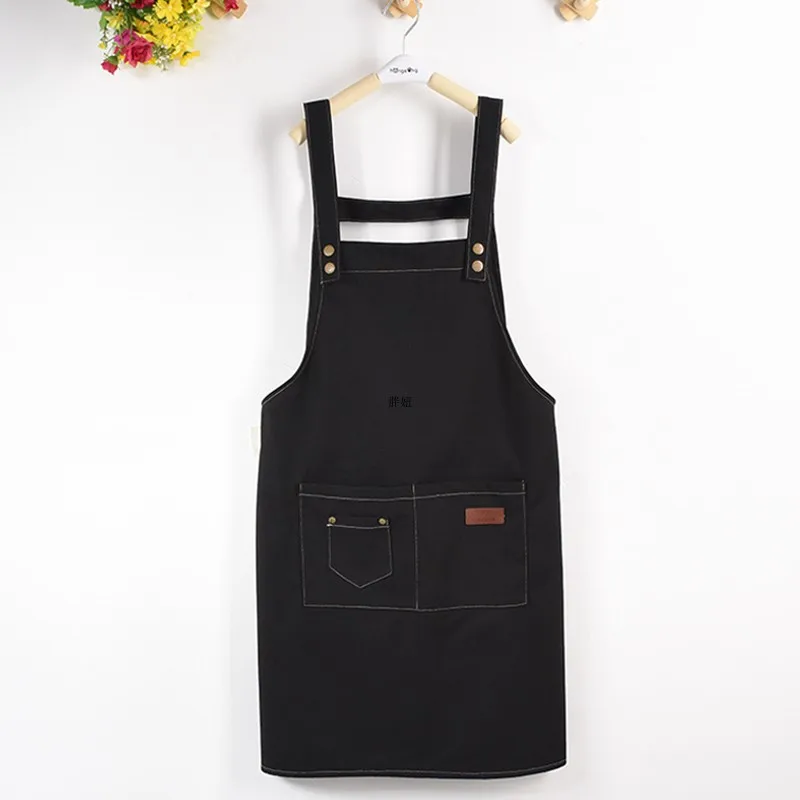 

Denim Kitchen Cooking Apron with Adjustable Cotton Strap Large Pockets Blue Barista Men and Women Homewear