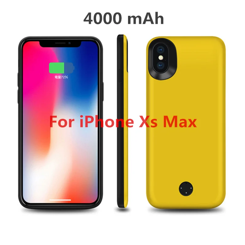NTSPACE ультра тонкий внешний аккумулятор задняя крышка для iPhone XS Max XR портативный чехол с зажимом для зарядки аккумулятора чехол для iPhone X XS чехол для питания - Цвет: Yellow for Xs Max
