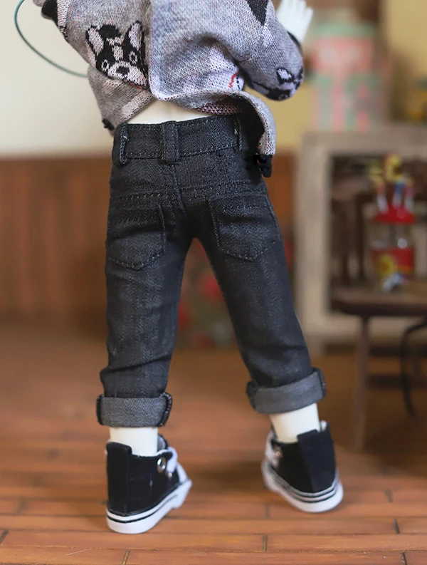 

BJD doll pants black Abrasive cleaning by hand flanging jeans for 1/6 BJD YOSD doll size pants doll accessories