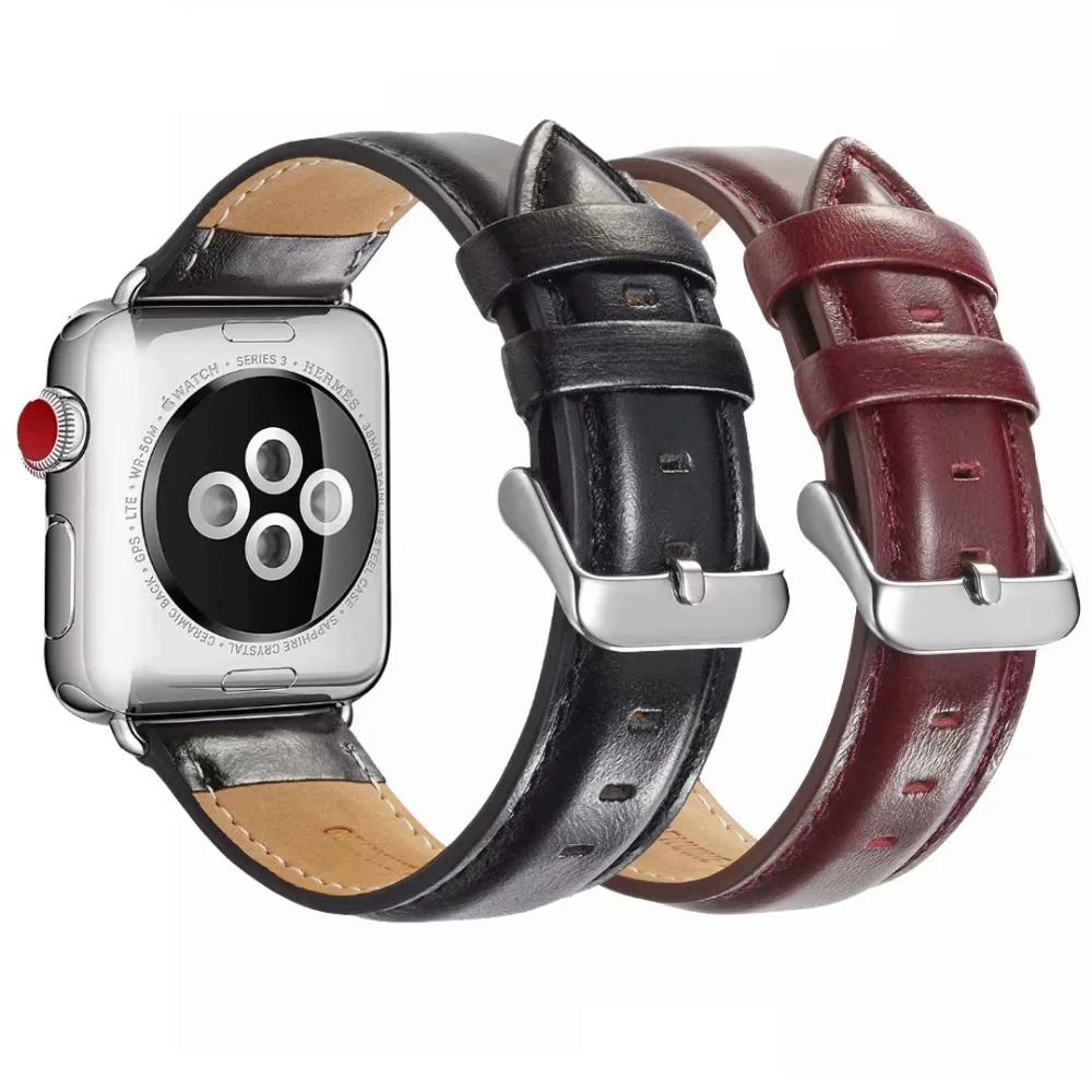 Роскошная натуральная кожа петля ремешок для iwatch 40 мм 44 Apple Watch серии группа 4 3 2 1