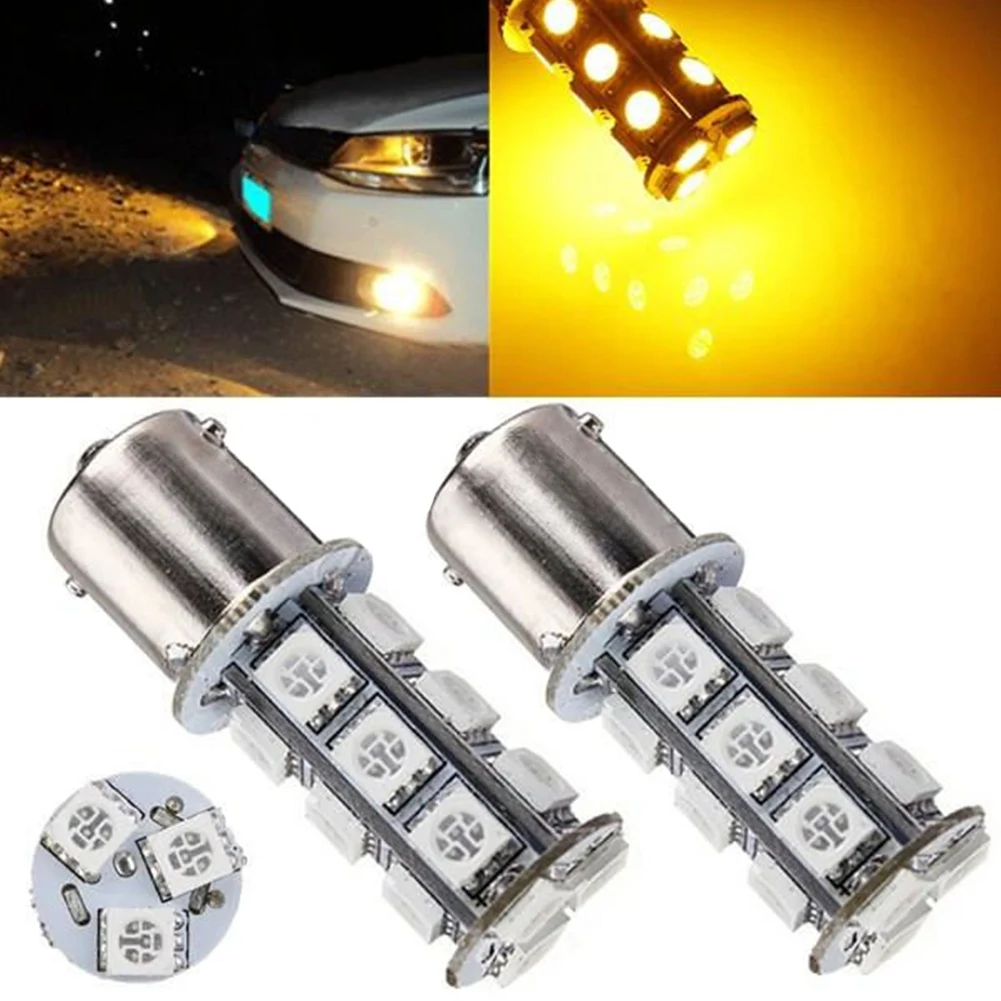 Авто подсветка Янтарный Желтый 1156 BA15S 18 SMD 5050 светодиодный Автомобильный источник