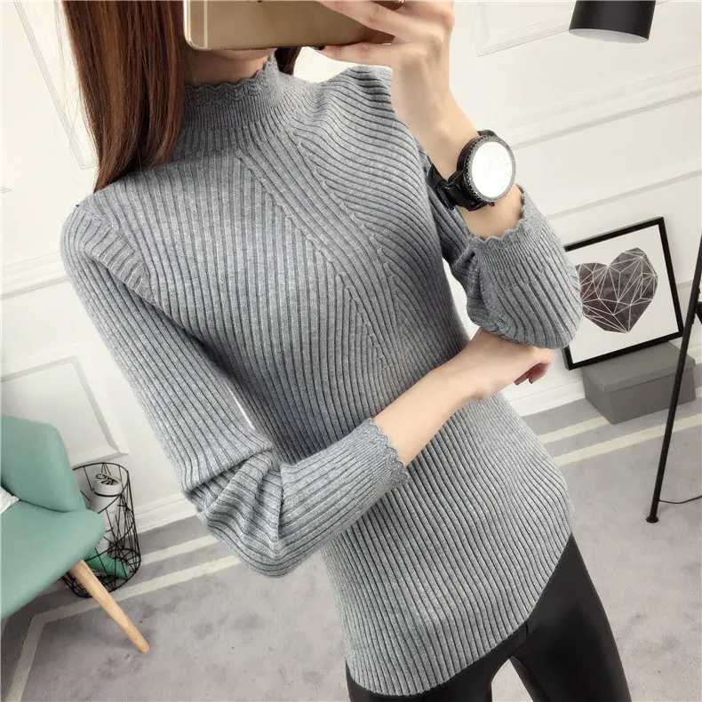 The pullover female short autumn Korean Womens 2016 flounce shirt sleeved sweater slim thickening | Женская одежда