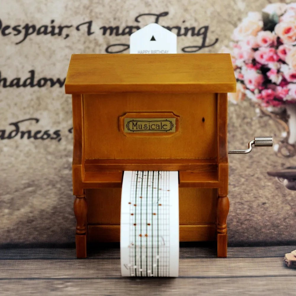 Hand-cranked music box - wood crafts Christmas Music Box cranked tape piano Piano |