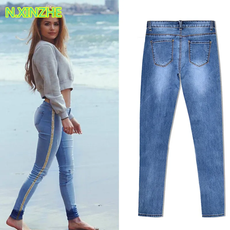 2018 женская одежда обтягивающие с низкой посадкой эластичные расшитые блестками