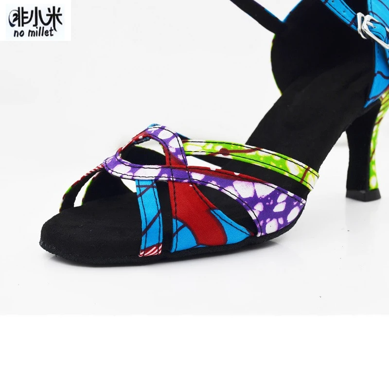 Профессиональный цветной цветок Сальса Танцевальная обувь латинские
