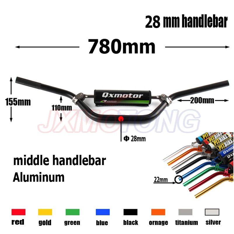 28 мм средняя посадка Pro Taper Fat Bar мотоцикла Dirt Bike ATV крест МХ Алюминий Handelbar с руль