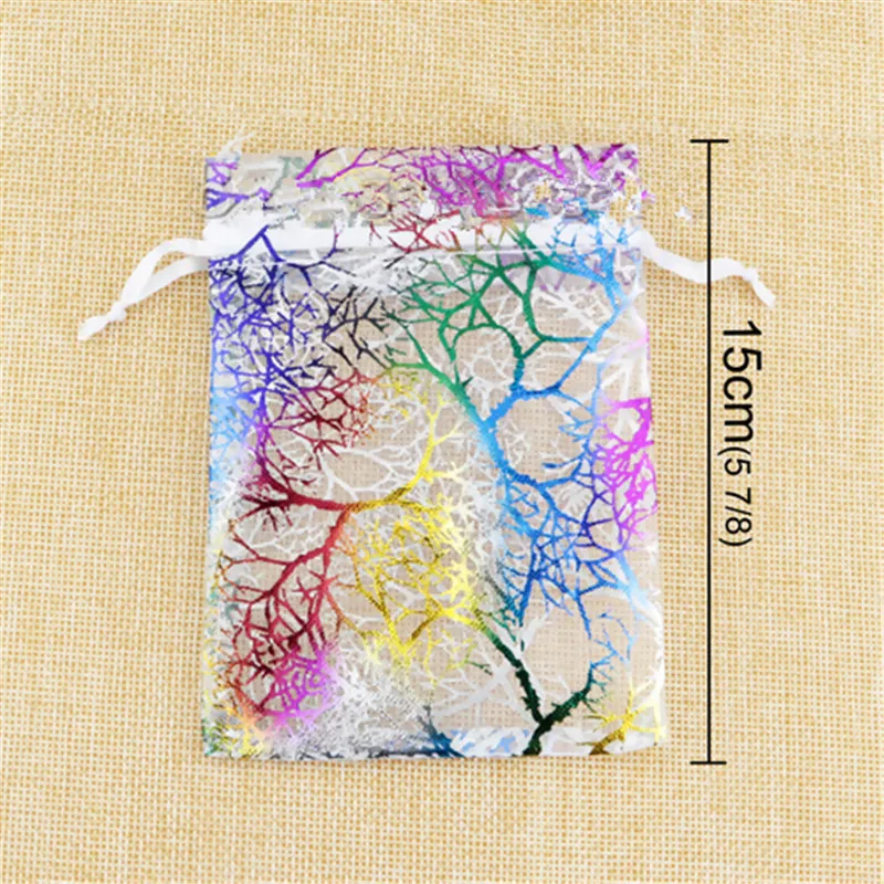 DoreenBeads Organza Jewelry Bags Drawstring Rectangle Multicolor Coralline Gift (Usable Space: 10x9cm) 12cm x9cm 10 PCs | Украшения и