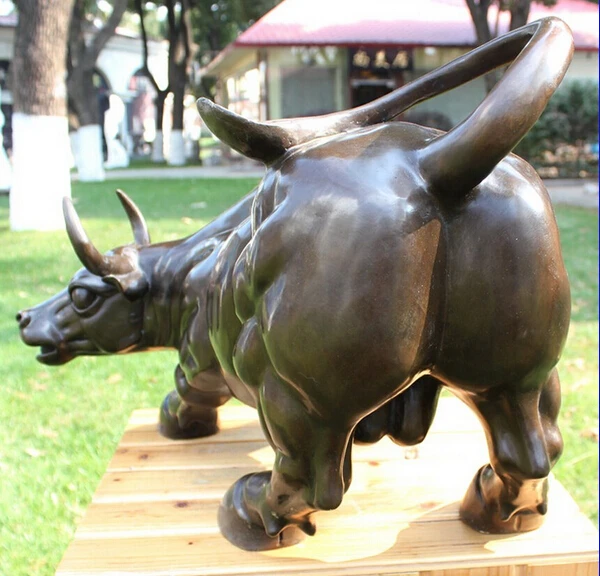 Западная бронзовая медная фэншуй скульптура настенная улица Бык Корова Крупный