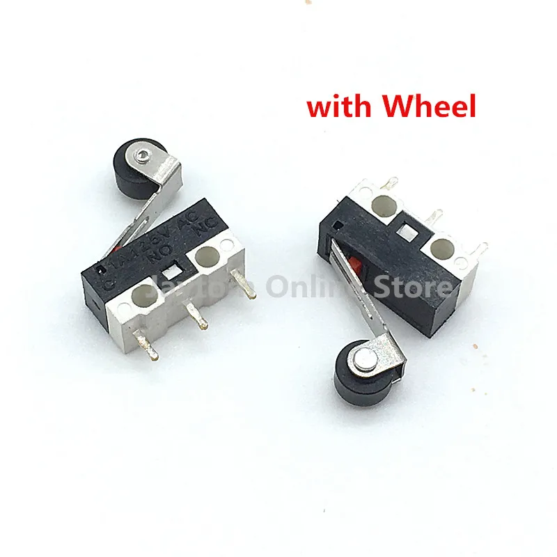 with wheel 10 шт. концевой переключатель кнопочный переключатель 1A 125V AC переключатель мыши 3 штыри микро-переключатель - Цвет: with wheel