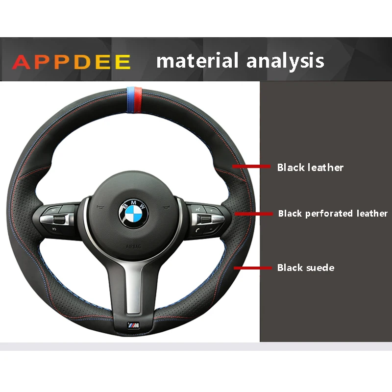 APPDEE черная замша кожаный чехол рулевого колеса автомобиля для BMW F87 M2 F80 M3 F82 M4 M5 F12