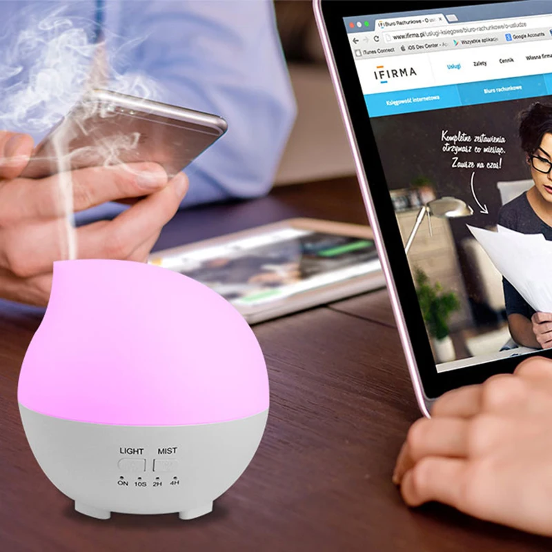 Арома лампа с водопадом диффузор увлажнитель Функция Smart Timing светодиодная 300 мл