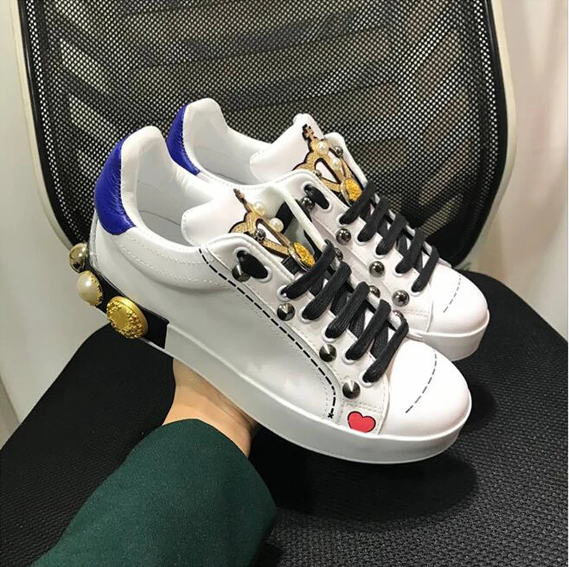 Stylesowner корона дизайн белые туфли женские из натуральной кожи смешанные цвета