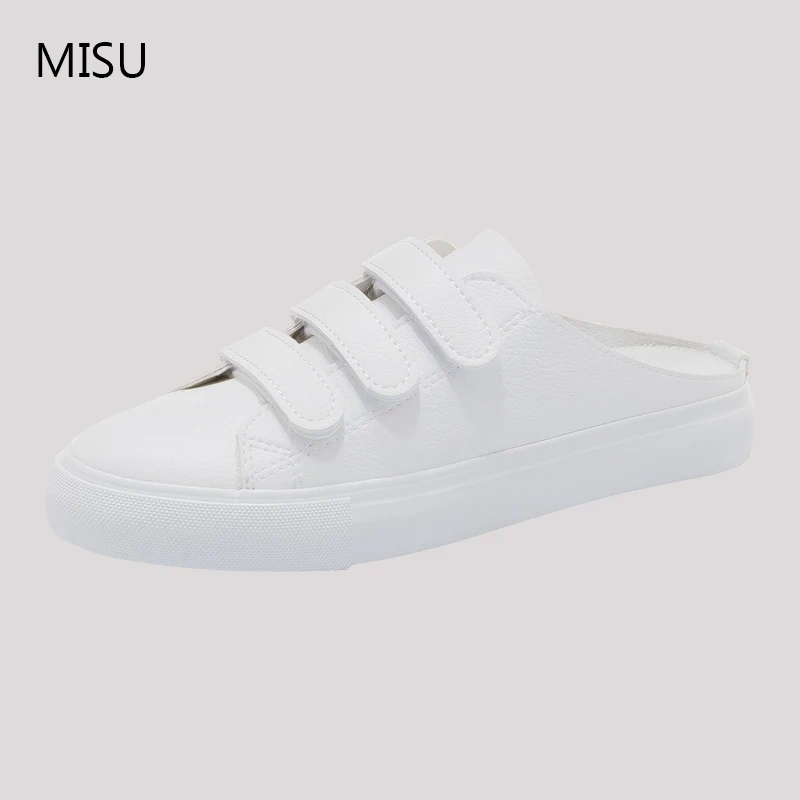 Women shoes Half slippers Flats 2018 summer Hot sale PU Leather Fashion White&amppink Breathable Leisure casual Sneakers | Обувь
